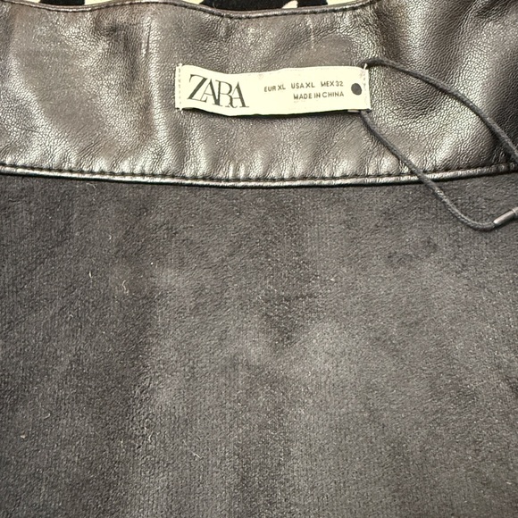 ZARA Black Belted Faux Leather A-Line Midi Skirt XL - Picture 2 of 10